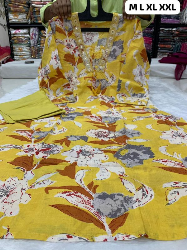 KURTI PANT NECK KATHA AND EMBROIDERY WORK WHOLESALE