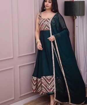LG 1938 DESIGNER EMBROIDERED GEORGETTE GOWN