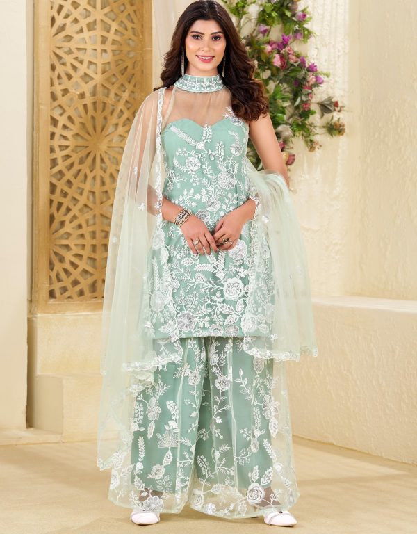 LG 1945 B TRENDING HULTER NECK KURTA AND PLAZZO SET