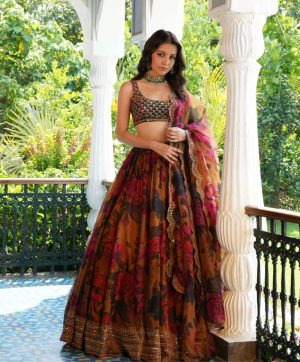 LG 636 DESIGNER PRINTED TEBI ORGANZA LEHENGA