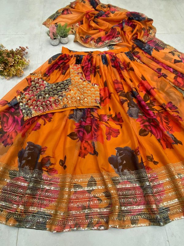 LG 636 DESIGNER PRINTED TEBI ORGANZA LEHENGA