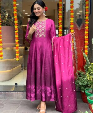 MURTI TRENDS PINK VIOLATE ANARKALI KURTI WHOLESALE