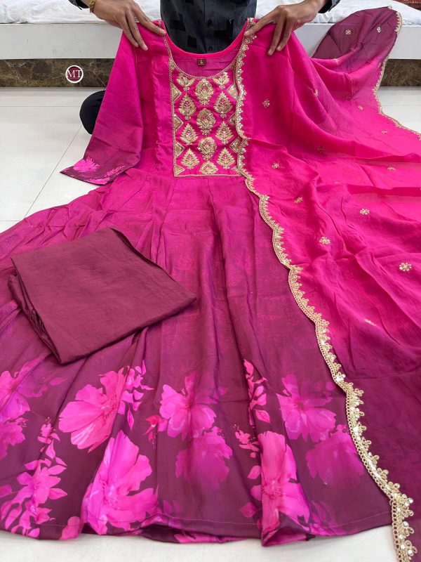MURTI TRENDS PINK VIOLATE ANARKALI KURTI WHOLESALE