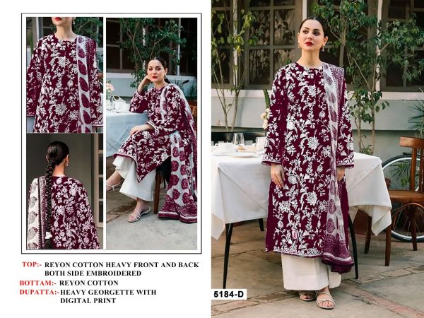 NEW DESIGNS 5184 A B C D RAYON PAKISTANI SUITS