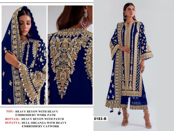 RAYON COTTON 5183 A B C D PAKISTANI SUITS WHOLESALE