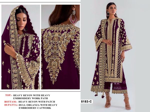 RAYON COTTON 5183 A B C D PAKISTANI SUITS WHOLESALE