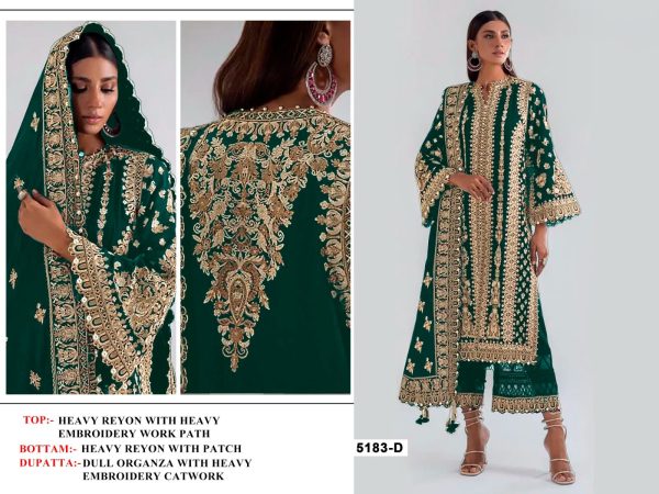 RAYON COTTON 5183 A B C D PAKISTANI SUITS WHOLESALE