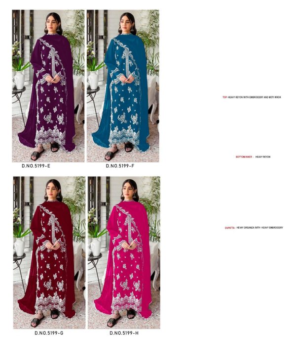 RAYON COTTON 5199 E F G H PAKISTANI SALWAR SUITS