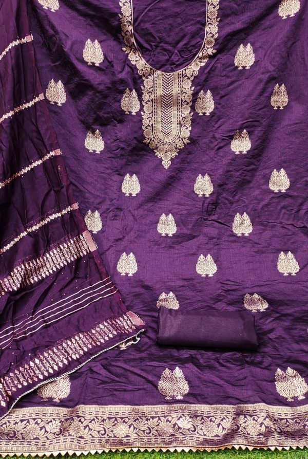 RN SILK MILL DYEABLE BANARSHI SUITS MATERIALS