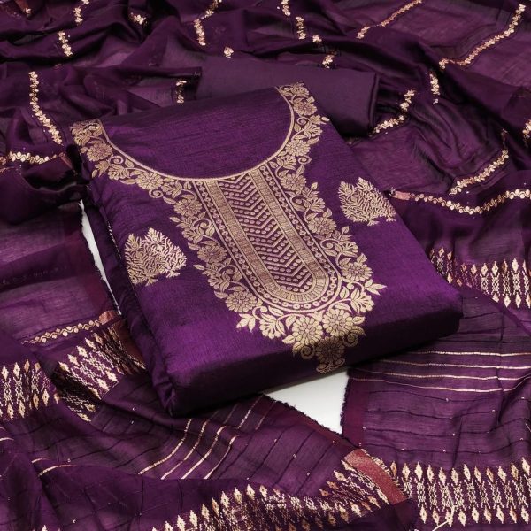RN SILK MILL DYEABLE BANARSHI SUITS MATERIALS