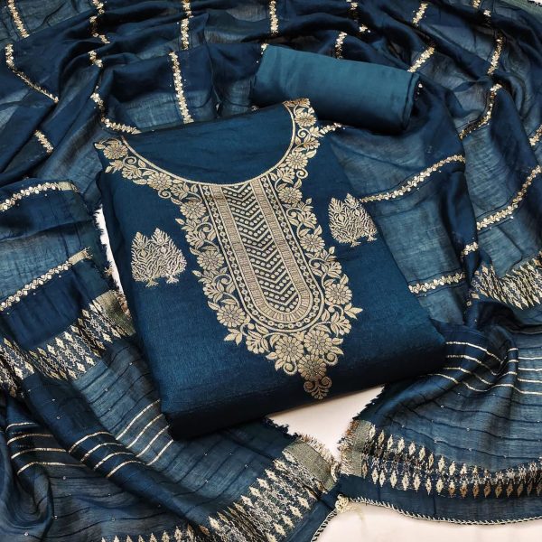 RN SILK MILL DYEABLE BANARSHI SUITS MATERIALS