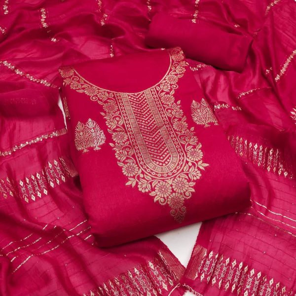 RN SILK MILL DYEABLE BANARSHI SUITS MATERIALS
