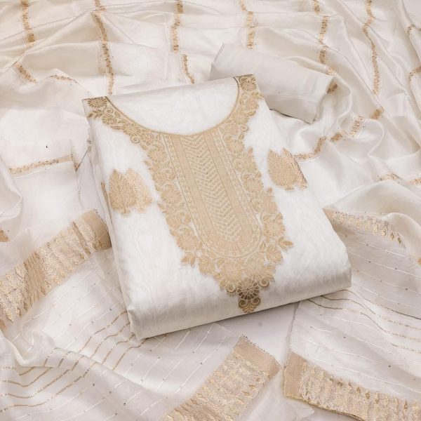 RN SILK MILL DYEABLE BANARSHI SUITS MATERIALS
