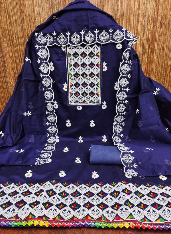 RN SILK MILL HEAVY CHANDERI NECK EMBROIDERED MATERIALS
