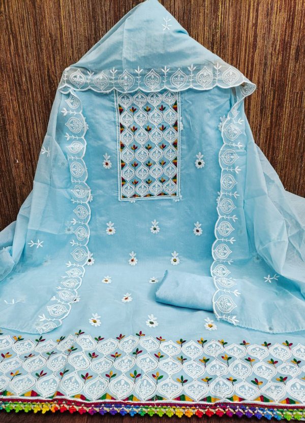 RN SILK MILL HEAVY CHANDERI NECK EMBROIDERED MATERIALS