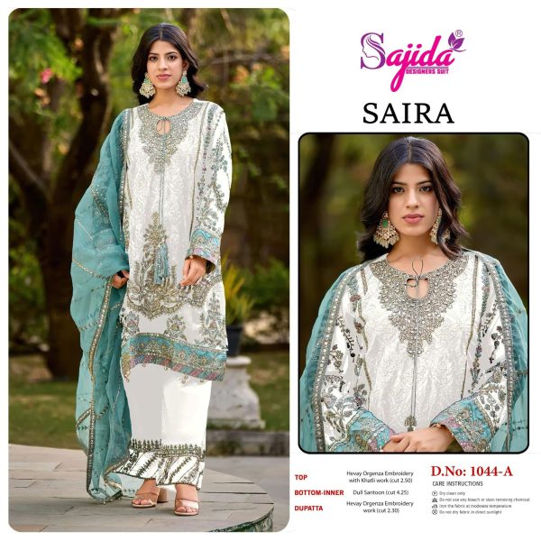 SAJIDA DESIGNERS 1044 A SAIRA ORGANZA SUITS