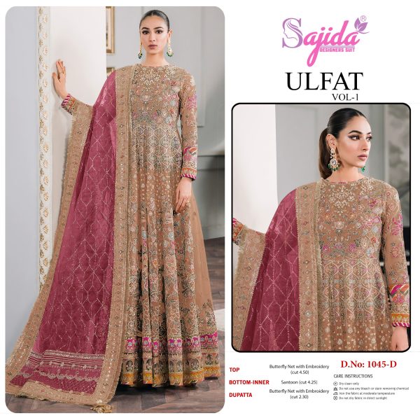 SAJIDA DESIGNERS 1045 A B C D ULFAT VOL 1 SALWAR SUITS