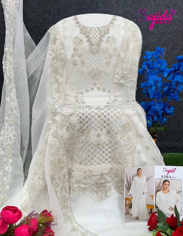 SAJIDA DESIGNERS 1047 A B C D SARA VOL 1 ORGANZA SUITS