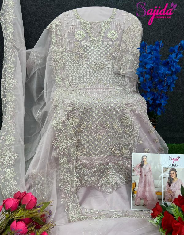 SAJIDA DESIGNERS 1047 A B C D SARA VOL 1 ORGANZA SUITS