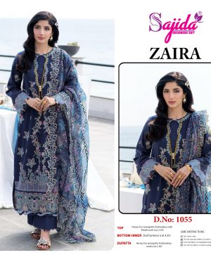 SAJIDA DESIGNERS 1055 ZAIRA COTTON EMBROIDERED SUITS