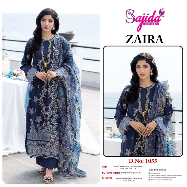 SAJIDA DESIGNERS 1055 ZAIRA COTTON EMBROIDERED SUITS