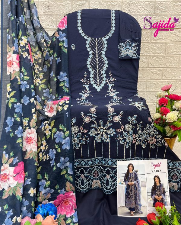SAJIDA DESIGNERS 1055 ZAIRA COTTON EMBROIDERED SUITS