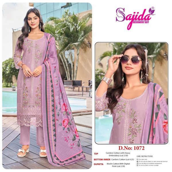 SAJIDA DESIGNERS 1072 COTTON EMBROIDERED SUITS