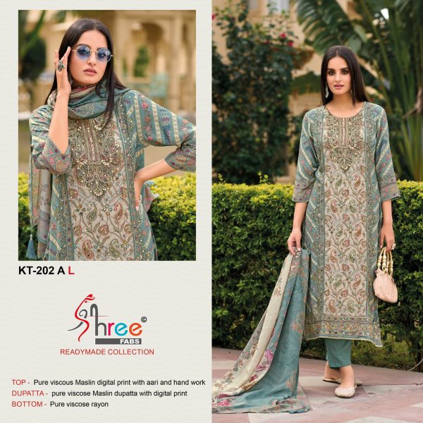 SHREE FABS KT 202 A READYMADE VISCOSE MUSLIN SUITS