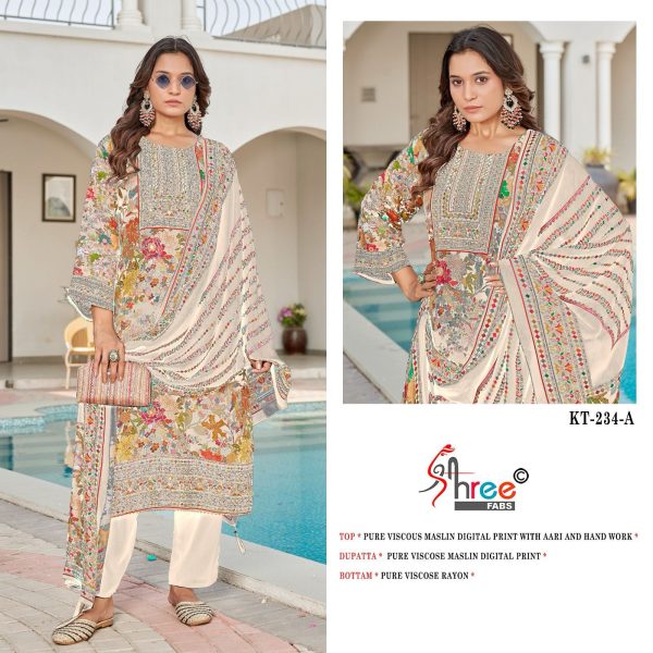 SHREE FABS KT 234 A VISCOSE MUSLIN PAKISTANI SUITS