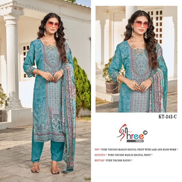 SHREE FABS KT 242 A B C PAKISTANI SUITS WHOLESALE