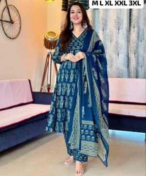 SHRUTI CREATION BLUE COTTON FLORAL SUITS WHOLESALE