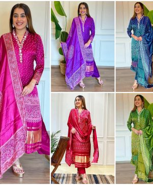 SHRUTI CREATION CHINON SILK FESTIVE WEAR KURTI