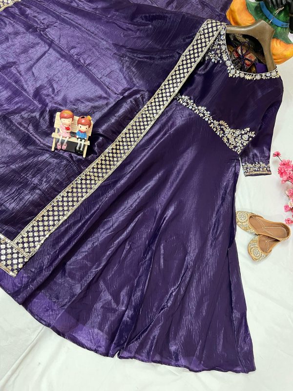VF 206 DESIGNER GOLD CRUSHED SILK GOWN WHOLESALE