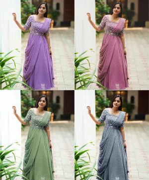 VF 207 DESIGNER GEORGETTE GOWN WHOLESALE