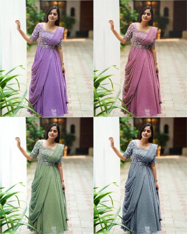VF 207 DESIGNER GEORGETTE GOWN WHOLESALE