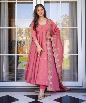 ZEEL FASHION ZF 417 DESIGNER GOLD CRUSH SILK GOWN