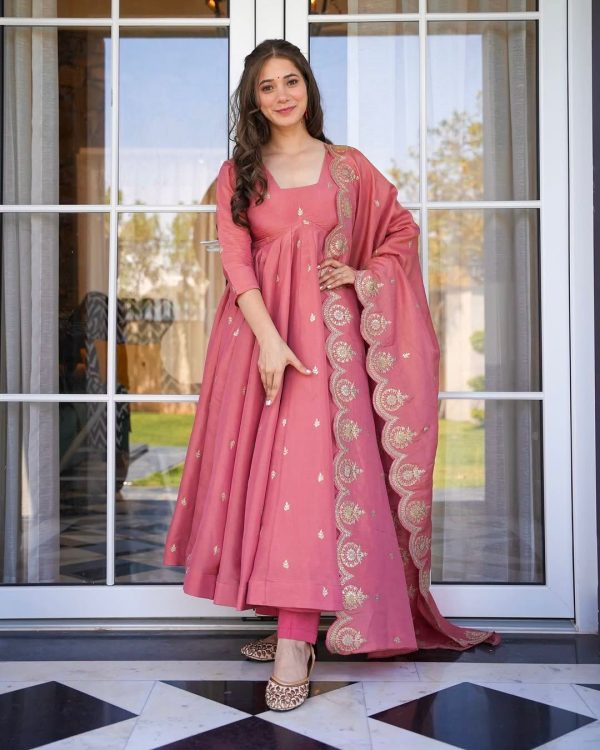 ZEEL FASHION ZF 417 DESIGNER GOLD CRUSH SILK GOWN