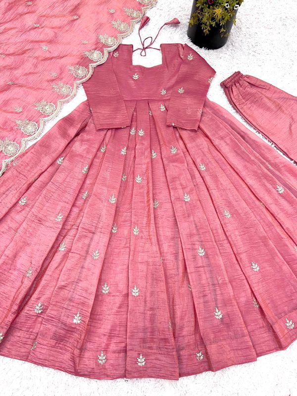 ZEEL FASHION ZF 417 DESIGNER GOLD CRUSH SILK GOWN