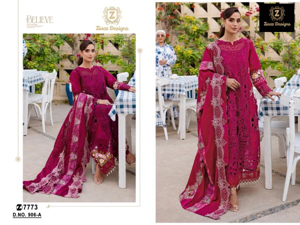 ZIAAZ DESIGNS 906 A COTTON EMBROIDERED SUITS