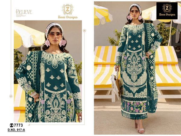 ZIAAZ DESIGNS 917 A COTTON EMBROIDERED SUITS