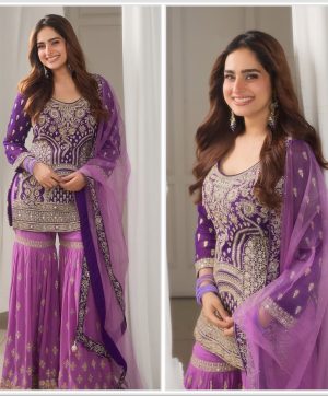 ZOYA CLOTHING ZB 5052 DESIGNER PARTY TOP PLAZZO SET