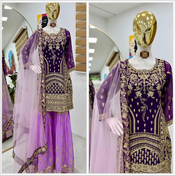 ZOYA CLOTHING ZB 5052 DESIGNER PARTY TOP PLAZZO SET