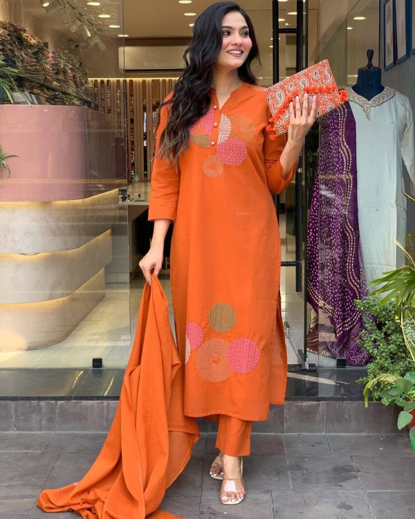 AKSHAR DESIGNER MAL ORANGE COTTON KURTI WHOLESALE