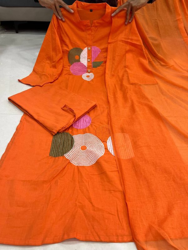 AKSHAR DESIGNER MAL ORANGE COTTON KURTI WHOLESALE