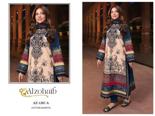 ALZOHAIB AZ 1287 A COTTON PAKISTANI SUITS ONLINE