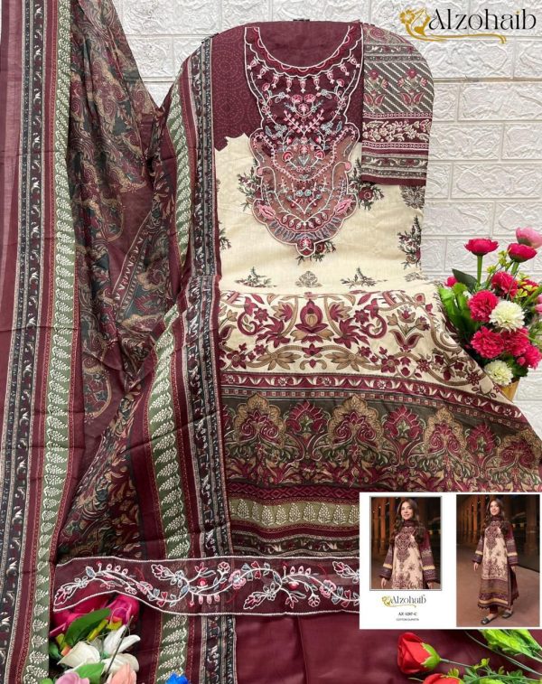 ALZOHAIB AZ 1287 C COTTON PAKISTANI SUITS ONLINE