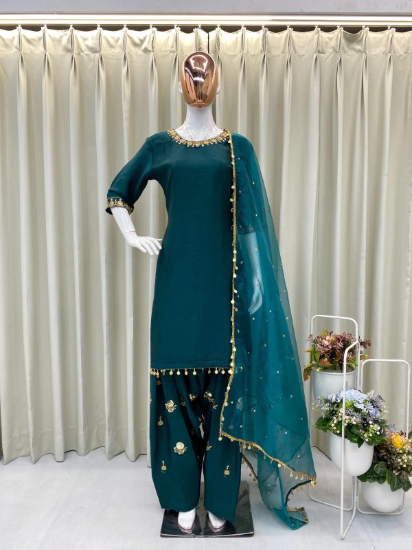 BE 362 DESIGNER FARSHI SUIT IN SEQUENCE EMBROIDERY WORK