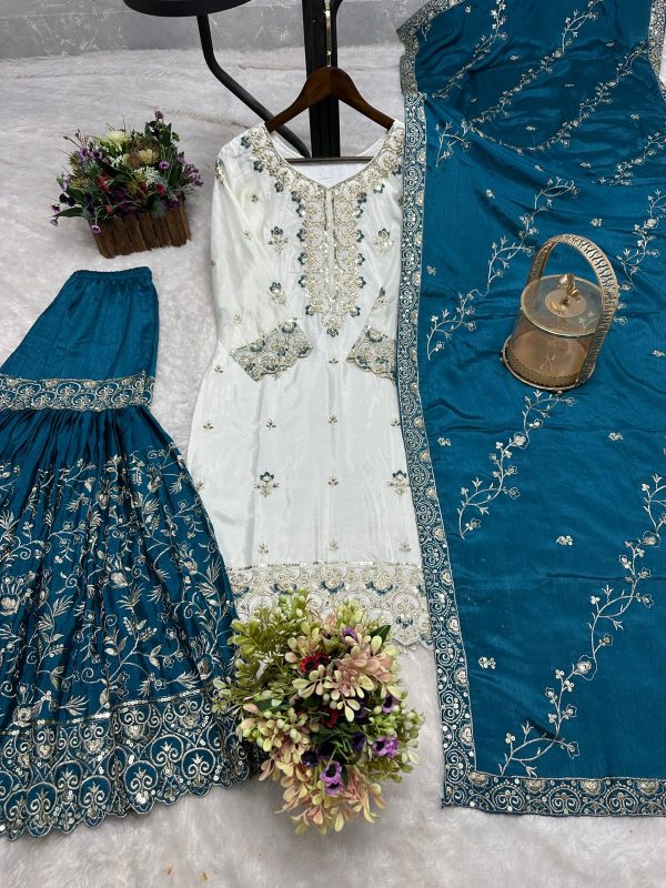 DHK 1346 C DESIGNER CHINON SHARARA SUITS ONLINE