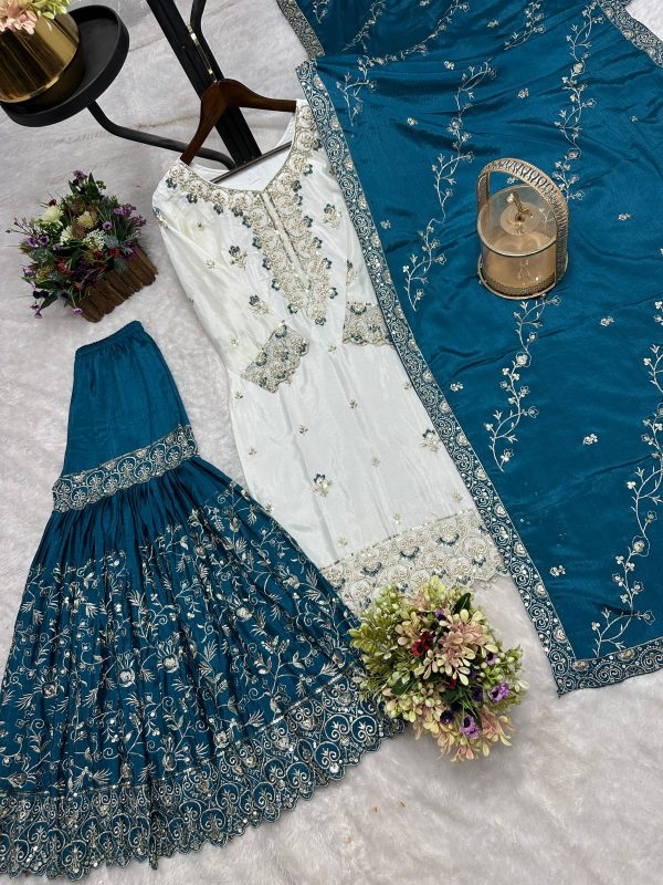 DHK 1346 C DESIGNER CHINON SHARARA SUITS ONLINE