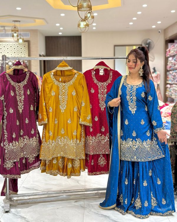 DHK 1347 PURE NATURAL CREAPE SILK SUITS ONLINE